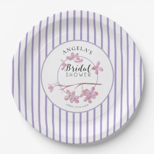 Lavender Pink Lilac Stripes Bridal Shower  Paper Plates