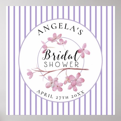 Lavender Pink Lilac Stripes Bridal Shower  Poster