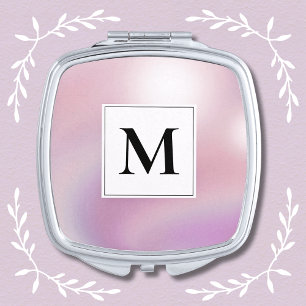 Lavender Pink Monogram Bridesmaid Compact Mirror