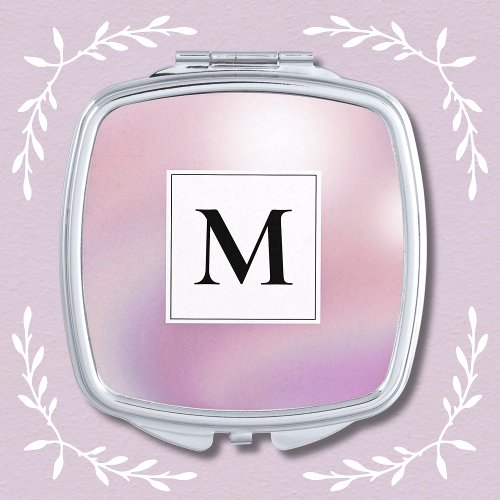 Lavender Pink Monogram Bridesmaid Compact Mirror