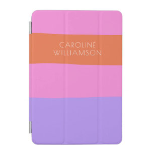 Lavender Pink Orange Wide Stripes Personalized  iPad Mini Cover