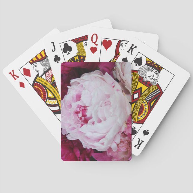 Lavender Pink Peony with Fuschia Peonies Poker Cards (Back)