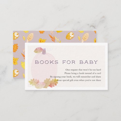 Lavender Pink Pumpkin Book Request Enclosure Card