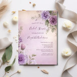 Lavender Pink Purple Floral Elegant Bridal Shower Invitation