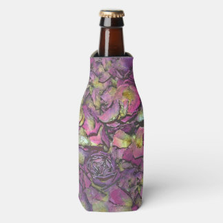 Lavender Pink Rose Petals Watercolor Bottle Cooler