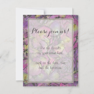 Lavender Pink Rose Petals Watercolor Invitation