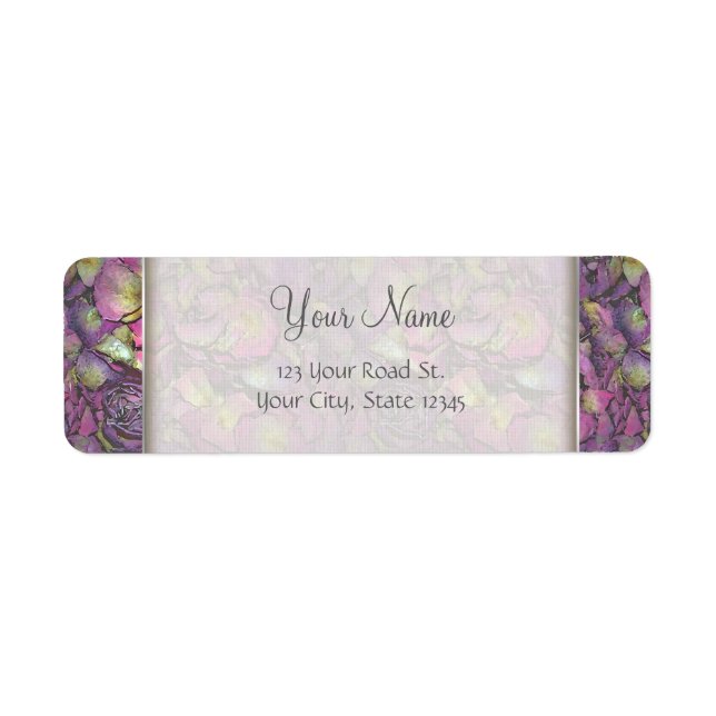 Lavender Pink Rose Petals Watercolor Label (Front)