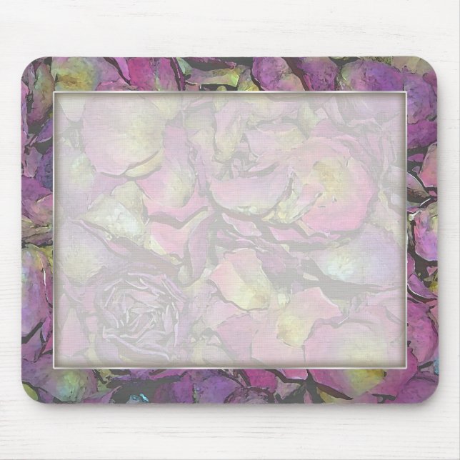 Lavender Pink Rose Petals Watercolor Mouse Pad (Front)