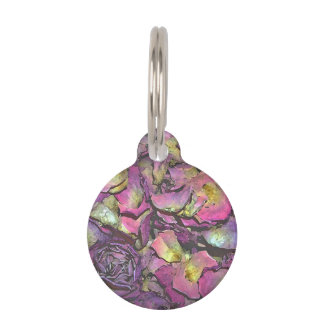 Lavender Pink Rose Petals Watercolor Pet Name Tag