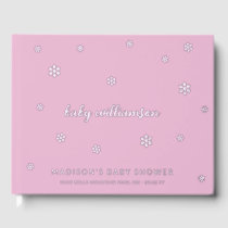 Lavender Pink Snowflakes Girl Winter Baby Shower Foil Guest Book
