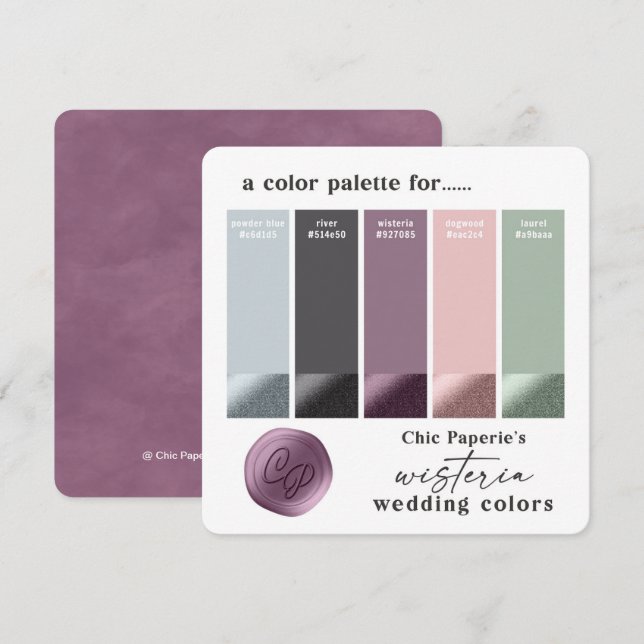 Lavender & Pink Spring Wedding Color Palette Card (Front/Back)