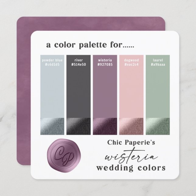 Lavender & Pink Spring Wedding Color Palette Card (Front/Back)