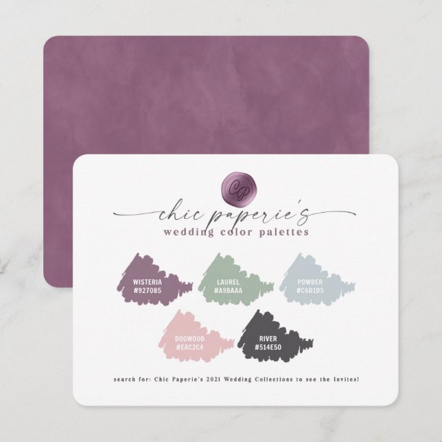 Lavender Pink Spring Wedding Color Palette Card (Front/Back)