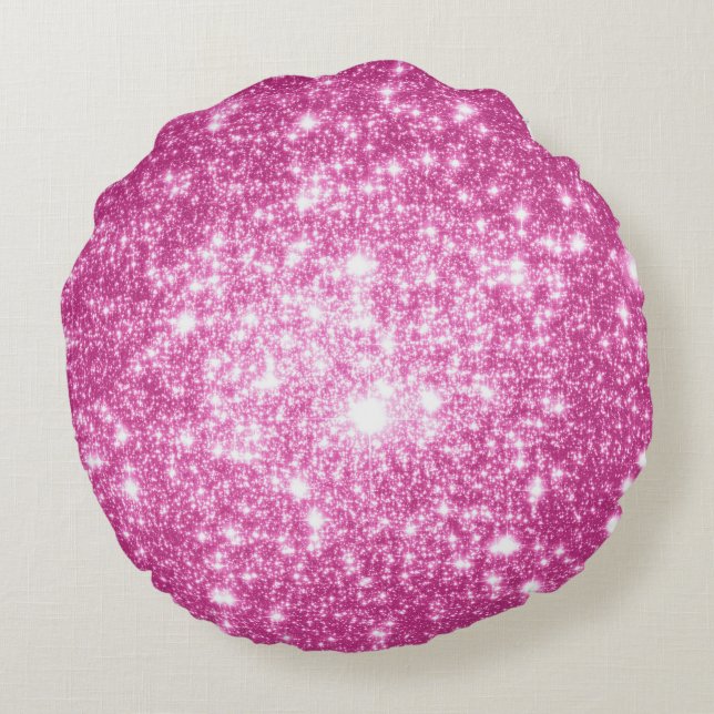 Lavender Pink Stars Round Pillow (Back)