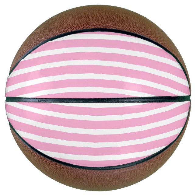 Lavender Pink White Simple Horizontal Striped Basketball (Front)