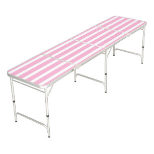 Lavender Pink White Simple Horizontal Striped Beer Pong Table