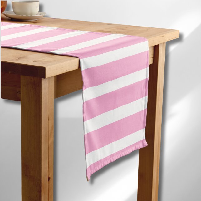 Lavender Pink White Simple Horizontal Striped Short Table Runner (Creator Uploaded)