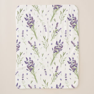 Lavender Plant Pattern Sherpa Fleece Blanket