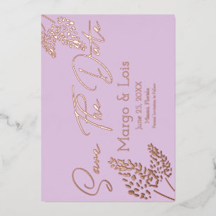 Lavender Plant Save the Date Pressed Foil Invitation
