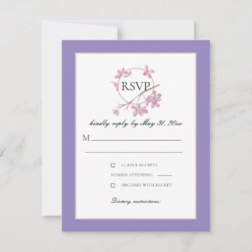 Lavender Plum Blossom  RSVP Card