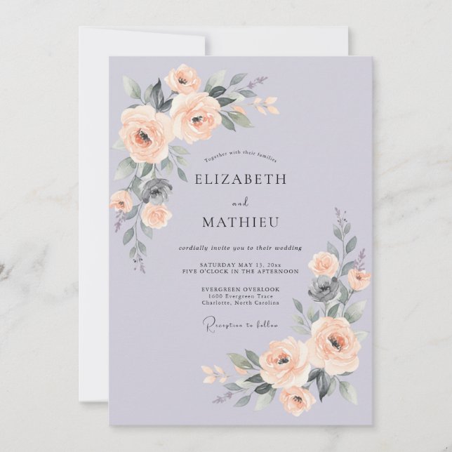 Lavender Polished Spring Wedding Invitation (Front)
