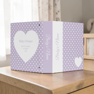 Lavender Polka Dots Baby Photo Album 3 Ring Binder