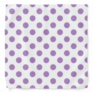Lavender polka dots on white bandana
