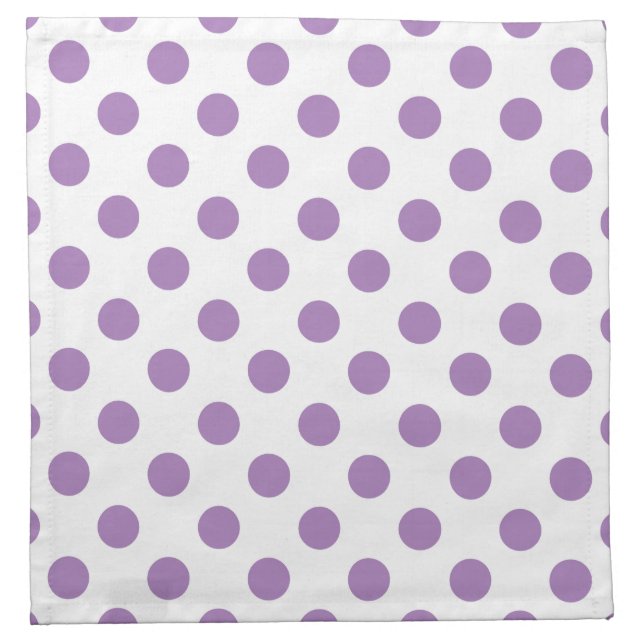 Lavender polka dots on white napkin (Front)