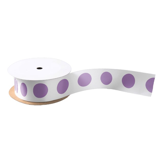 Lavender polka dots on white satin ribbon (Spool)