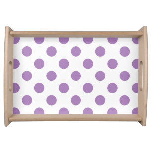 Lavender polka dots on white serving tray