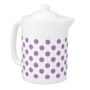 Lavender polka dots on white teapot