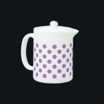 Lavender polka dots on white teapot<br><div class="desc">Lavender and white polka dots</div>