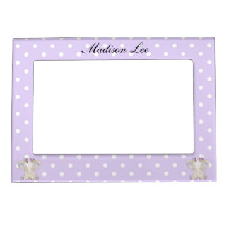 LAVENDER POLKA DOTS WITH TINY ELEPHANTS MAGNETIC FRAME