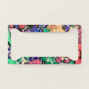 Lavender Poppies Watercolor Flowers License Plate Frame