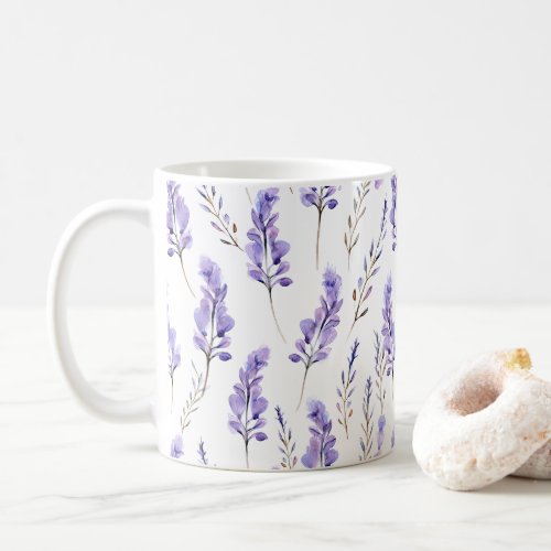 Lavender Pressed Flowers Watercolor_Style Coffee Mug