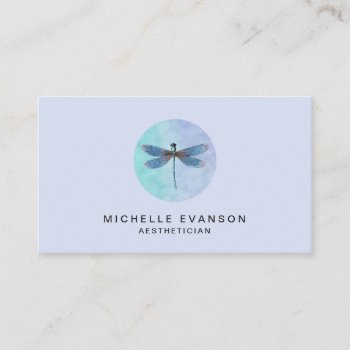 Lavender Pretty Dragonfly Watercolor Logo Business Card by whimsydesigns at Zazzle