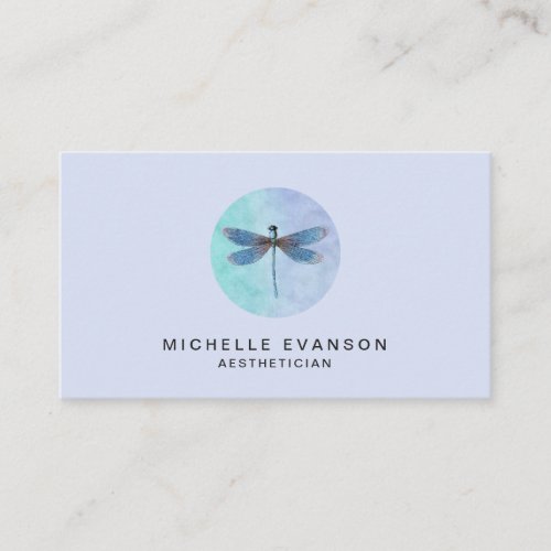 Lavender Pretty Dragonfly Watercolor Logo Business Card