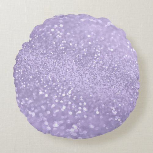 Lavender Princess Glitter 1 Faux Glitter Round Pillow