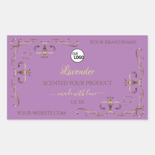 Lavender Product Label Gold Ornate Corner Add Logo