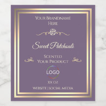 Lavender Product Label with Gold Frame and Logo