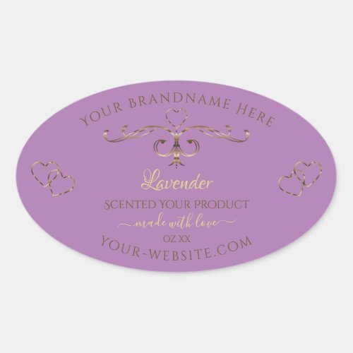 Lavender Product Labels Gold Ornate Borders Hearts