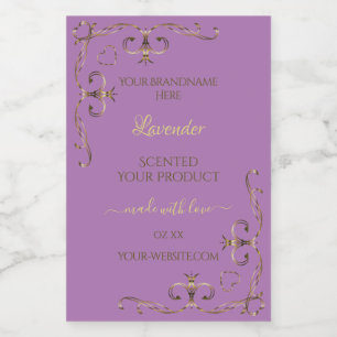 Lavender Product Labels Gold Ornate Corner Borders