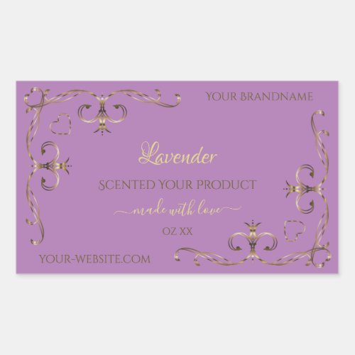 Lavender Product Labels Gold Ornate Corner Borders