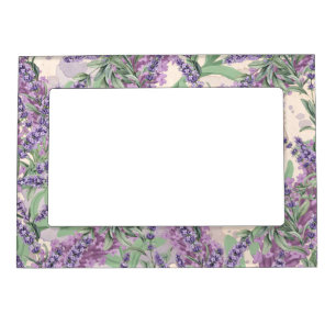 Lavender Profusion Dusty Lavender Rustic Floral Magnetic Frame