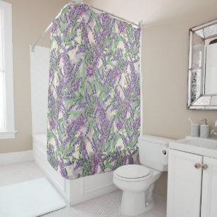 Lavender Profusion Dusty Lavender Rustic Floral Shower Curtain