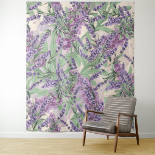 Lavender Profusion Dusty Lavender Rustic Floral Tapestry
