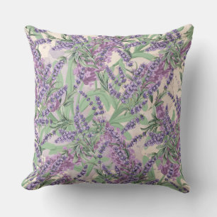 Lavender Profusion Dusty Lavender Rustic Floral Throw Pillow