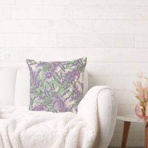 Lavender Profusion Dusty Lavender Rustic Floral Throw Pillow