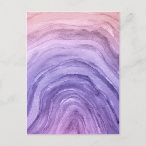 Lavender Purple Abstract Agate Watercolor Art Postcard