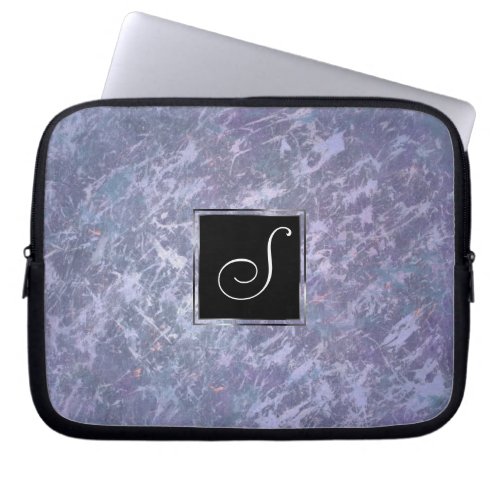 Lavender Purple Abstract  Brushstroke Monogram Laptop Sleeve